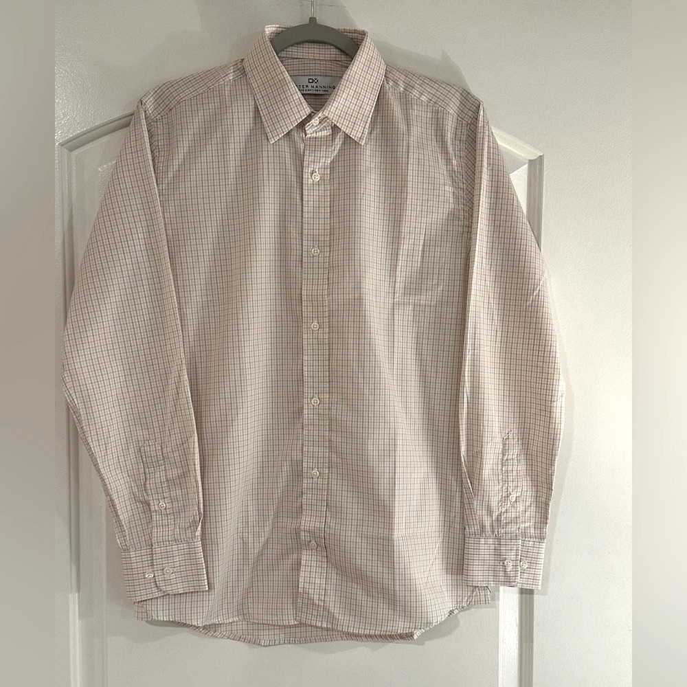 Red and Blue Long-Sleeved Dress Shirt